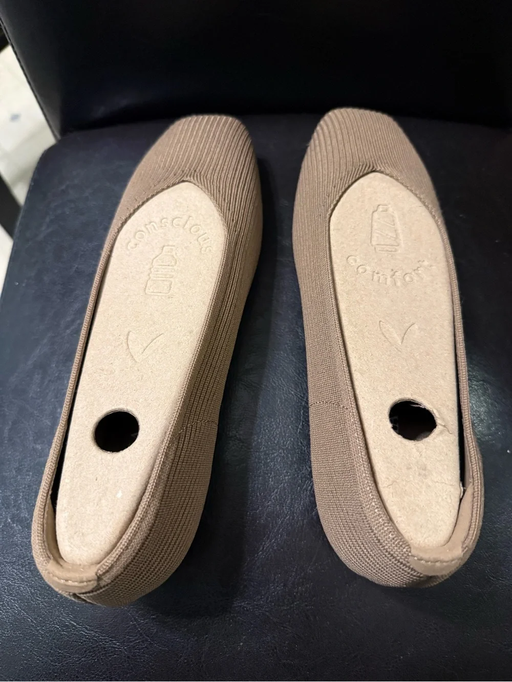VIVAIA Women's Ribbed Ballet Flats in Taupe